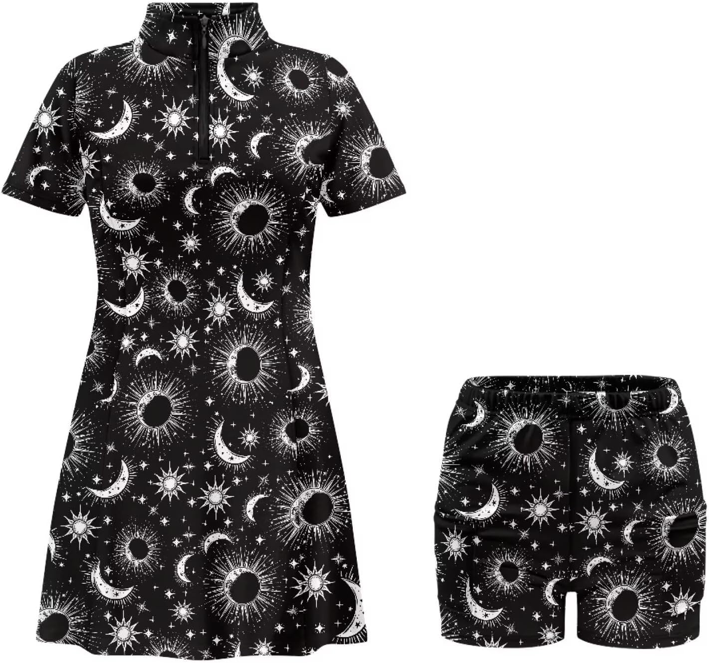 AFPANQZ Tennis Dresses for Women Short Sleeve Zip Golf Dress with Shorts and Pockets for Athletic Dress Golf Outfit for Lady
