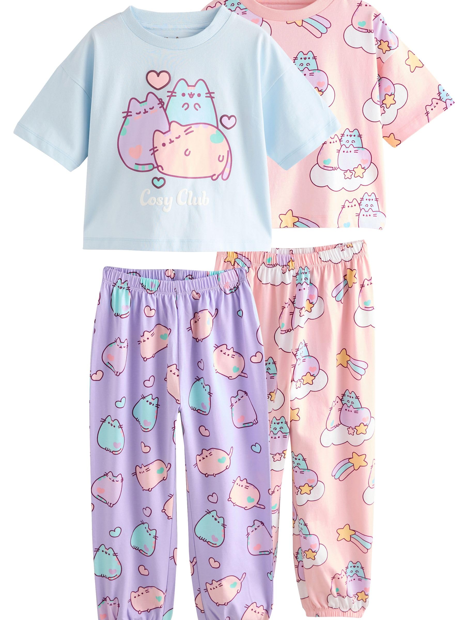 NEXT Mädchen Schlafanzug mit Jogginghose im 2er-Pack, Pusheen