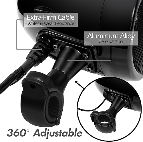 Miniatura 4 de GoHawk - Amplificador todo en uno de 4.5 pulgadas, rango completo, impermeable, Bluetooth, bocinas estéreo de motocicleta con AUX para manubrio de