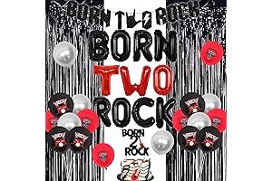 Born Two Rock 2nd Birthday Decorations for Rockstar