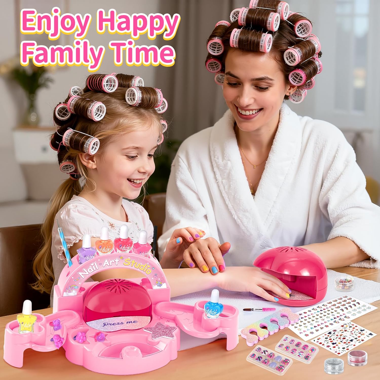 Shemira Nail Polish Set For Girls Ages 7-12 Years Old,Toys For Girls 5 6 7 8 9 10 11 12 Years Old, Nail Art Studio Kit With Pink Nail Dryer, Christmas Birthday Gifts for Girl