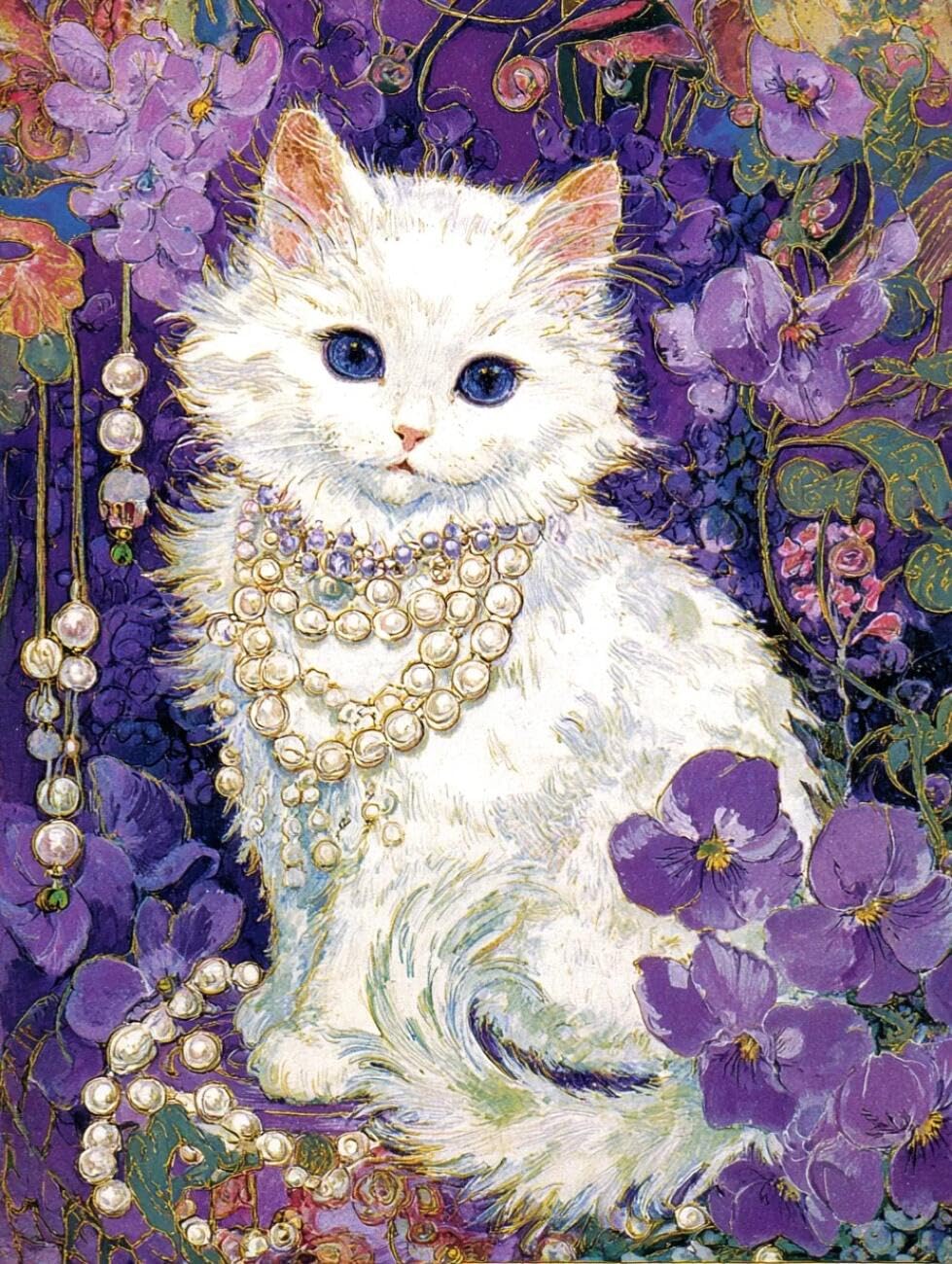 Henypt Cross Stitch Kit Cartoon Cat Animal DIY Arts Aand Craft Kit for Beginners The Elderly with Accessories Handmade DIY/Gifts 14CT 50x70cm