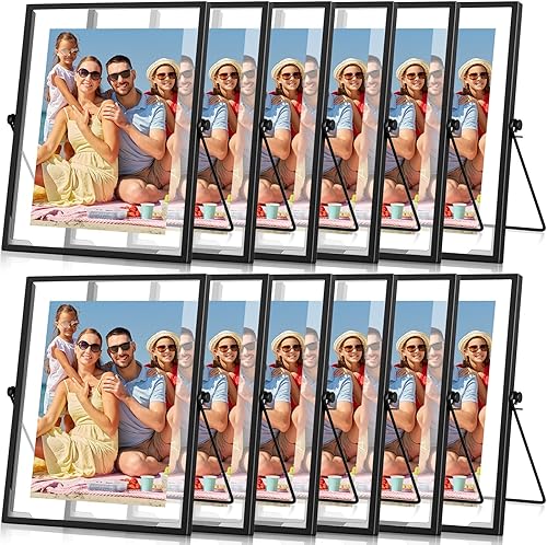 Miniatura 8 de Juego de 12 marcos de fotos de metal de 4 x 6 pulgadas, marcos de metal para oficina, marcos de fotos de vidrio de metal a granel para oficina,