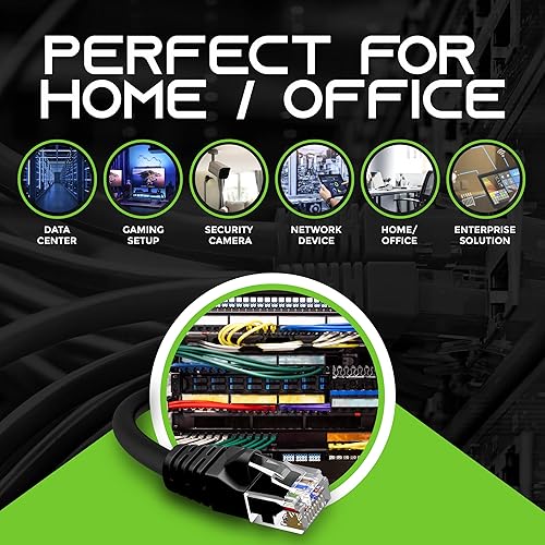 Miniatura 3 de GEARIT Paquete de 24 cables de conexión Ethernet Cat5e de 1 pie - Cable de red LAN RJ45 sin enganches, color negro