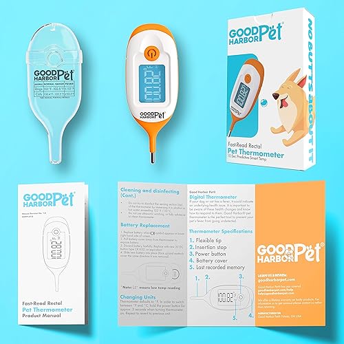 Miniatura 6 de GoodHarborPet-OnlyTemp - Lectura ultrarrápida de 10 segundos, IP55 resistente al agua, termómetro rectal de precisión para mascotas