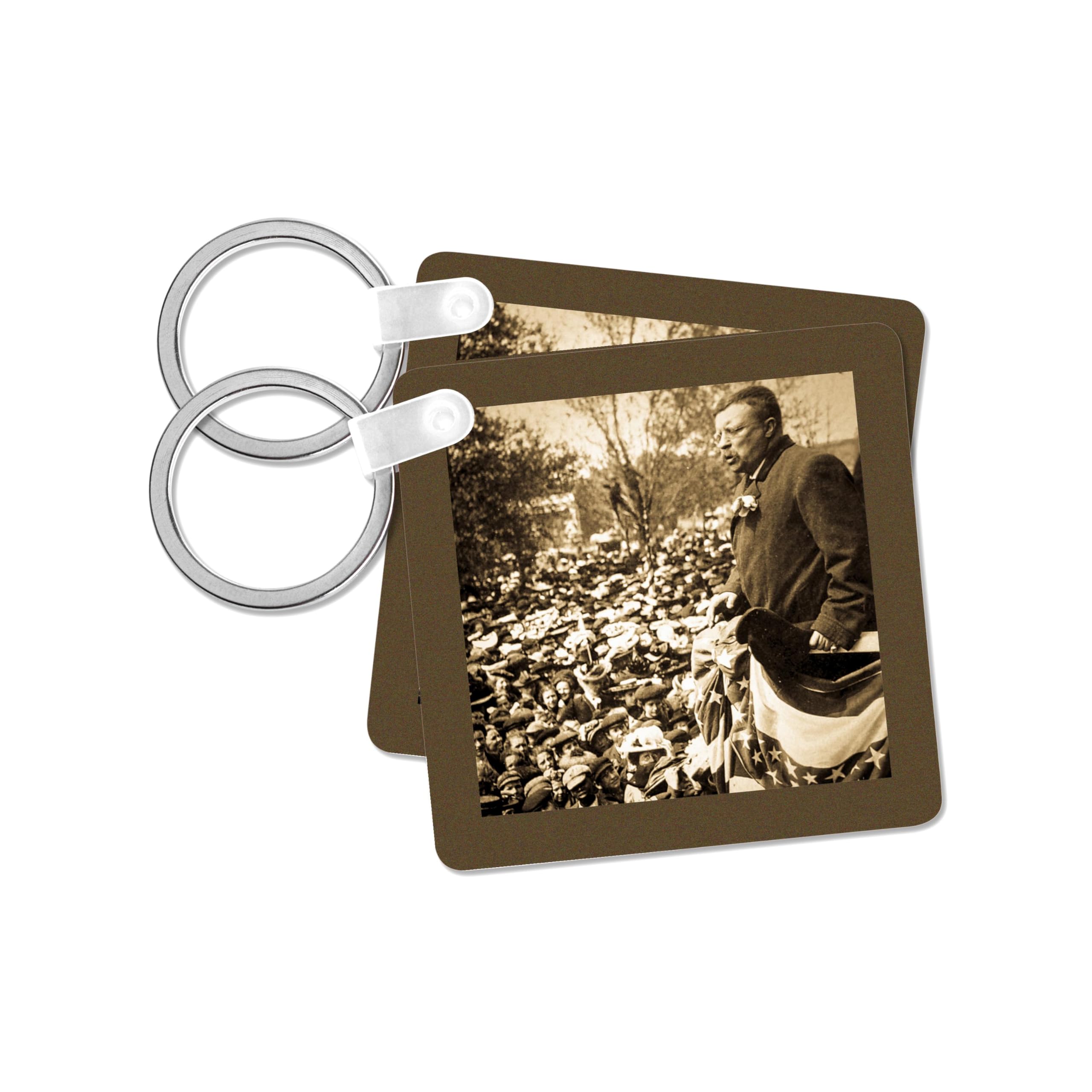 3dRose, President Roosevelt addressing School Children in Iowa 1903 Vintage, set of 2 Key Chains