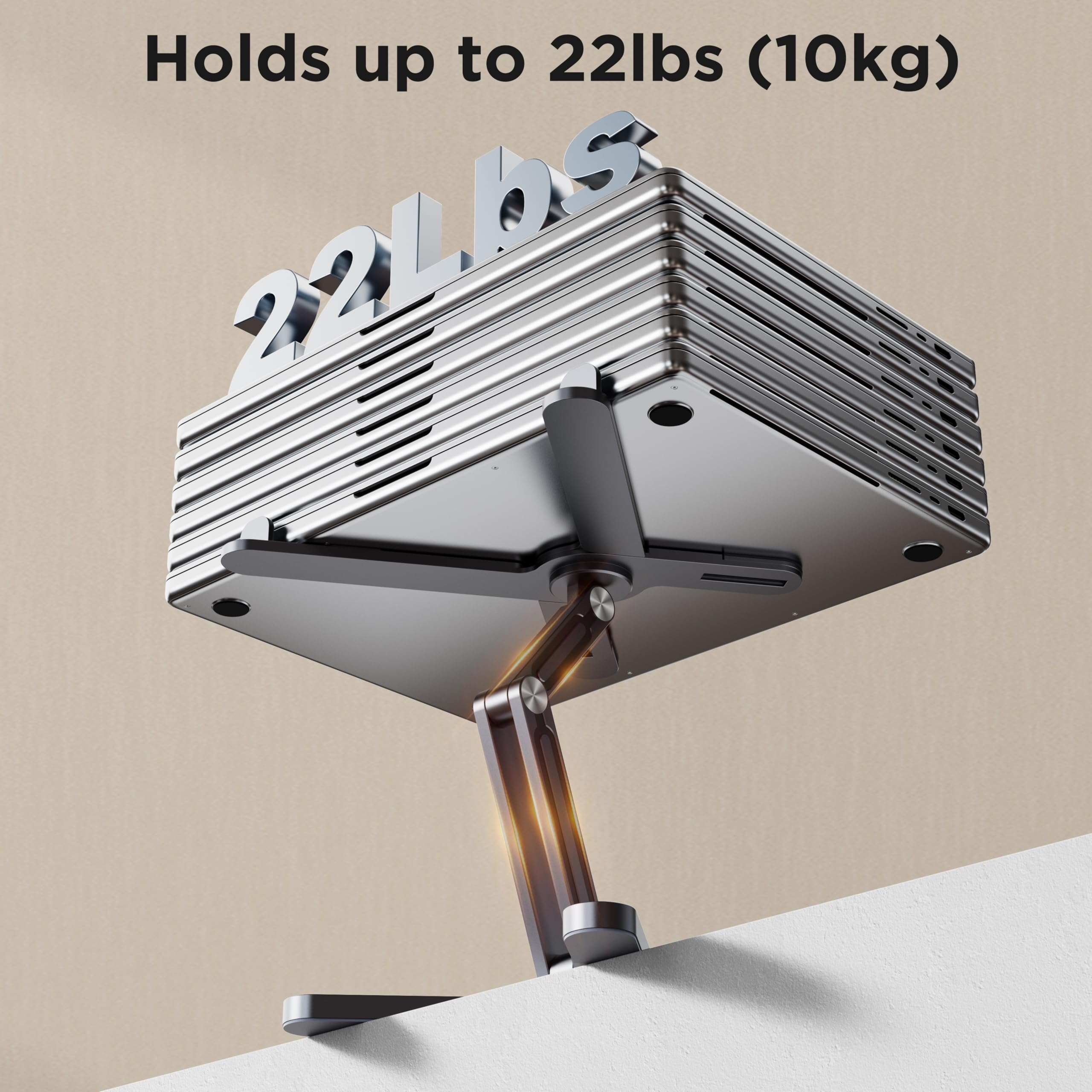 FoldWise X Laptop-Ständer für Schreibtisch – Aluminium, 360° drehbar, klappbar, höhen- & winkelverstellbar – Stabiler & tragbarer Laptop-Riser, MacBook-Ständer & Computerhalter für 11-18 Zoll