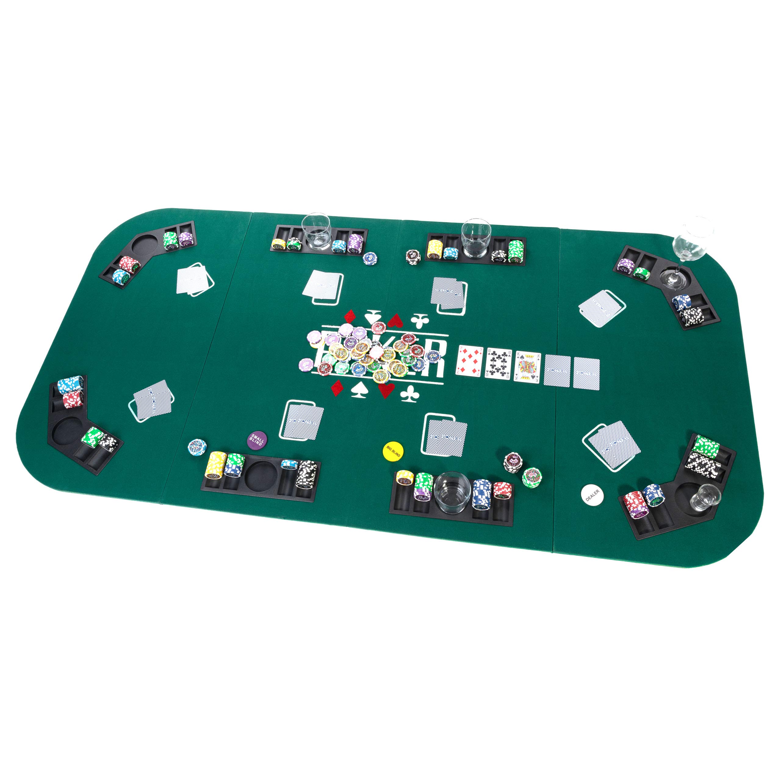 Faltbare Tischauflage Casino Pokertisch Pokerauflage Holzverstärkt 200 x 90 cm Chiptray Getränkehalter Black Jack Texas Holdem