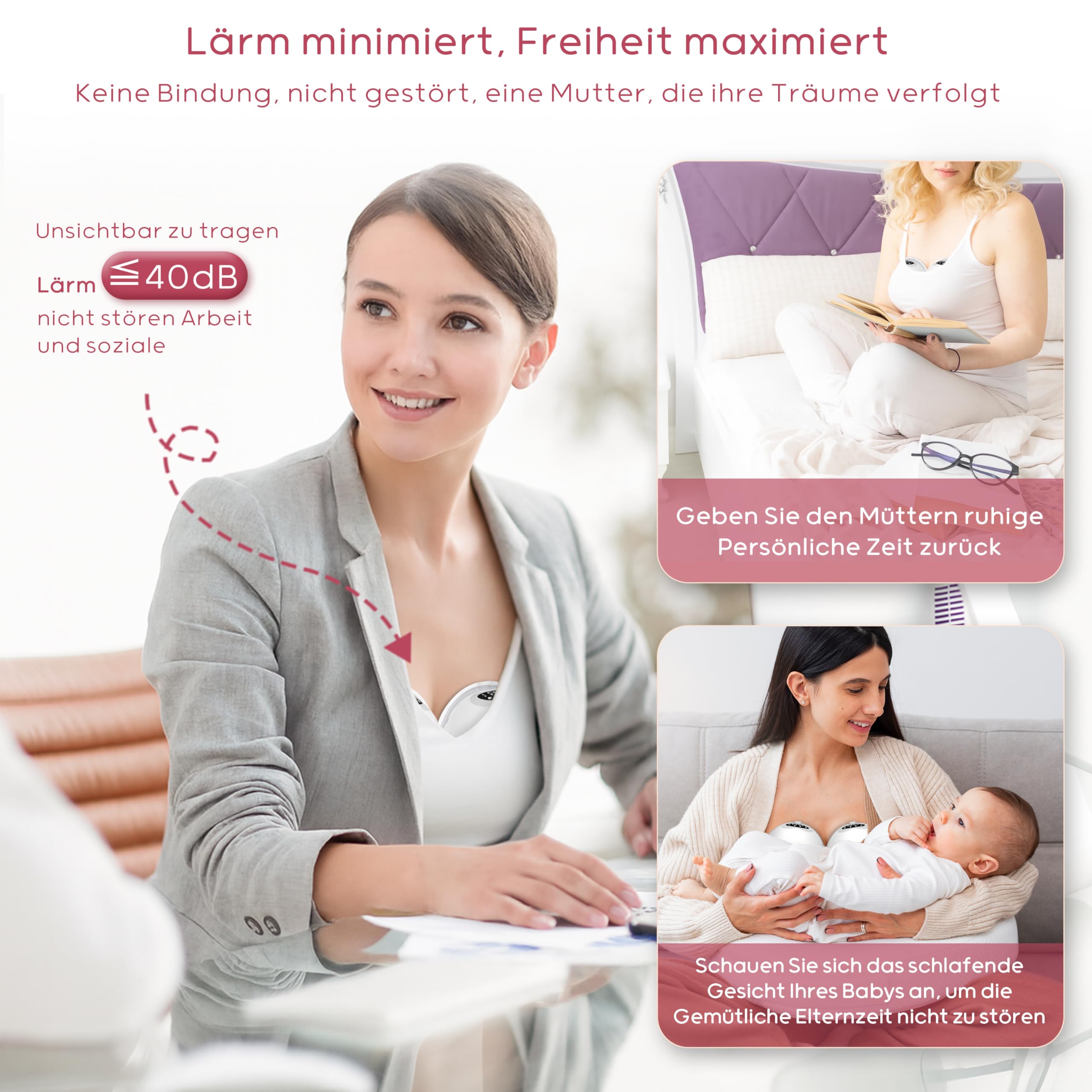 Tiralatte elettrico double face & mani libere, 300 mmHg, 12 livelli, 4 modalità, con prevenzione di ritorno e funzione di memorizzazione, portatile, senza BPA, 30 minuti di spegnimento automatico