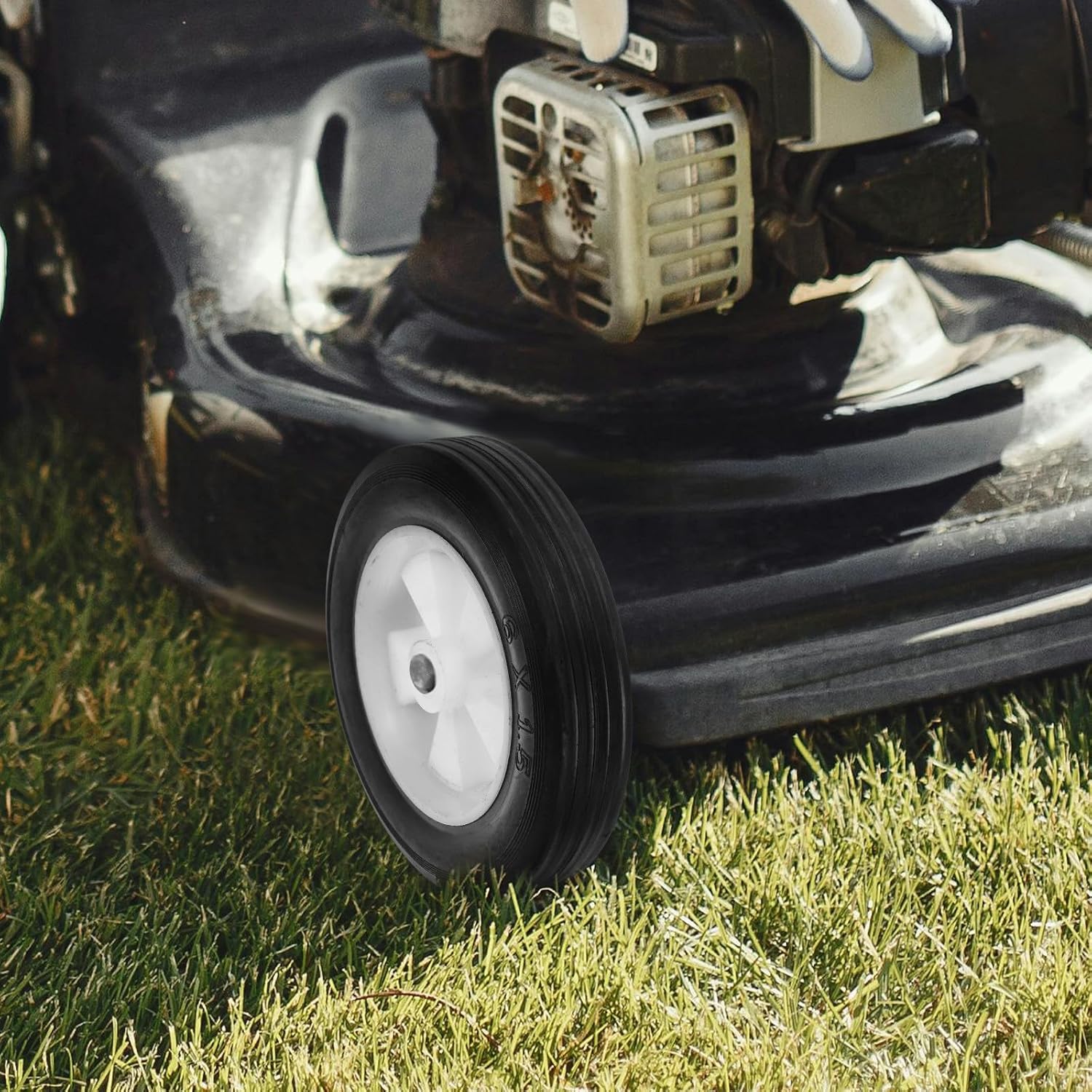 YARNOW 2pcs 6-inch Solid Rubber Universal Mower Wheels Replacement for Lawn Mower Push Cart Grass Cutter Outdoor Folding Cart Quiet Sturdy