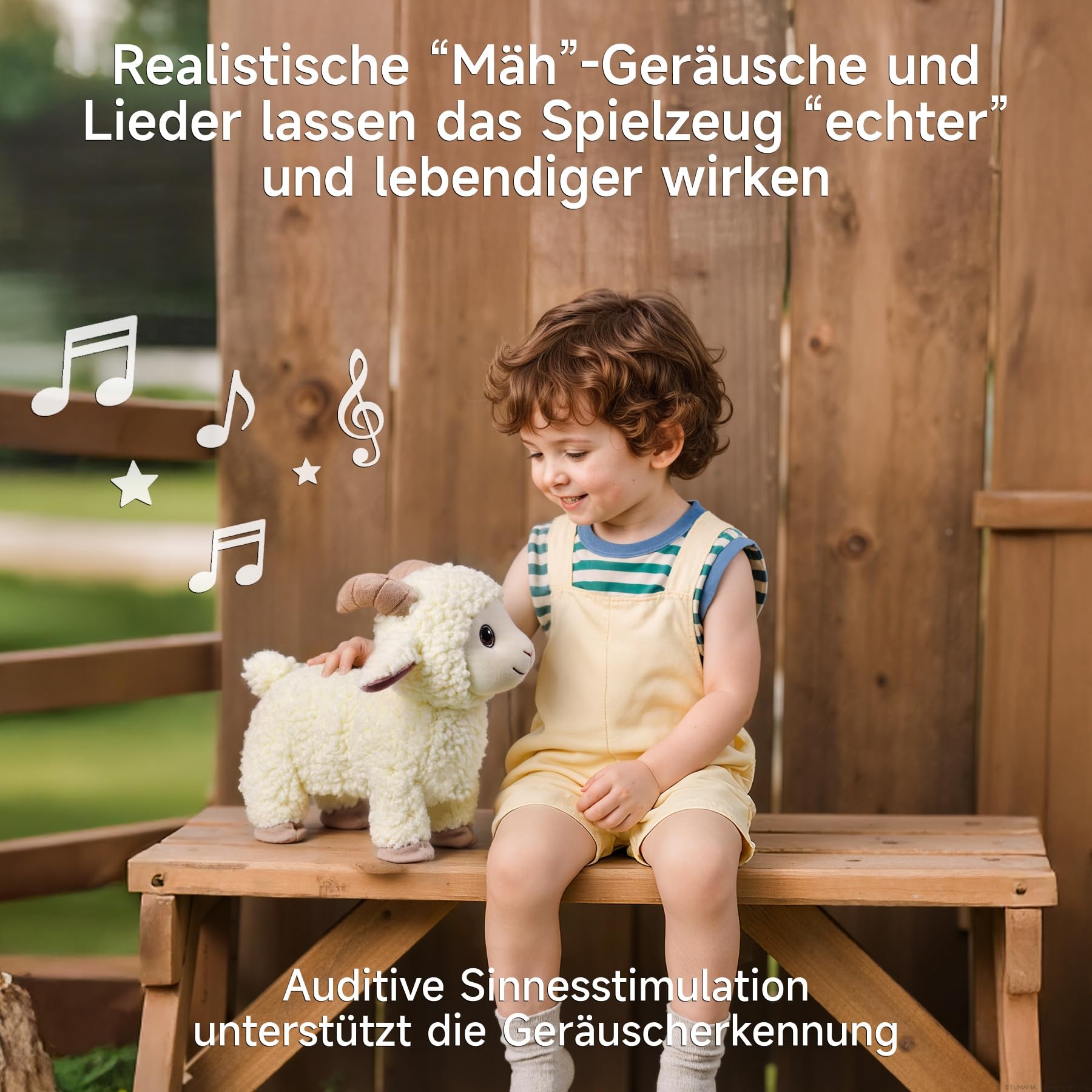 Laufen Schaf Kuscheltier Lamm Plüschtier mit Fernbedienung Leine, Elektronisch Interaktiv Schaf Stofftier das Singen, Machen, Schwanzwedeln und Realistische MÄH-Laute, Geschenk für Kinder