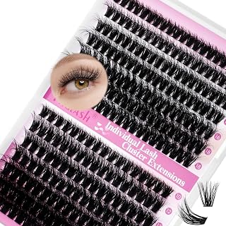 FADLASH Lash Clusters 60D+80D Eyelash Extensions 10-18mm Individual Cluster Lashes D Curl DIY Lash Extension Clusters 3D Effect Eyelash Clusters Volume (60D+80D-3D-Mix10-18)