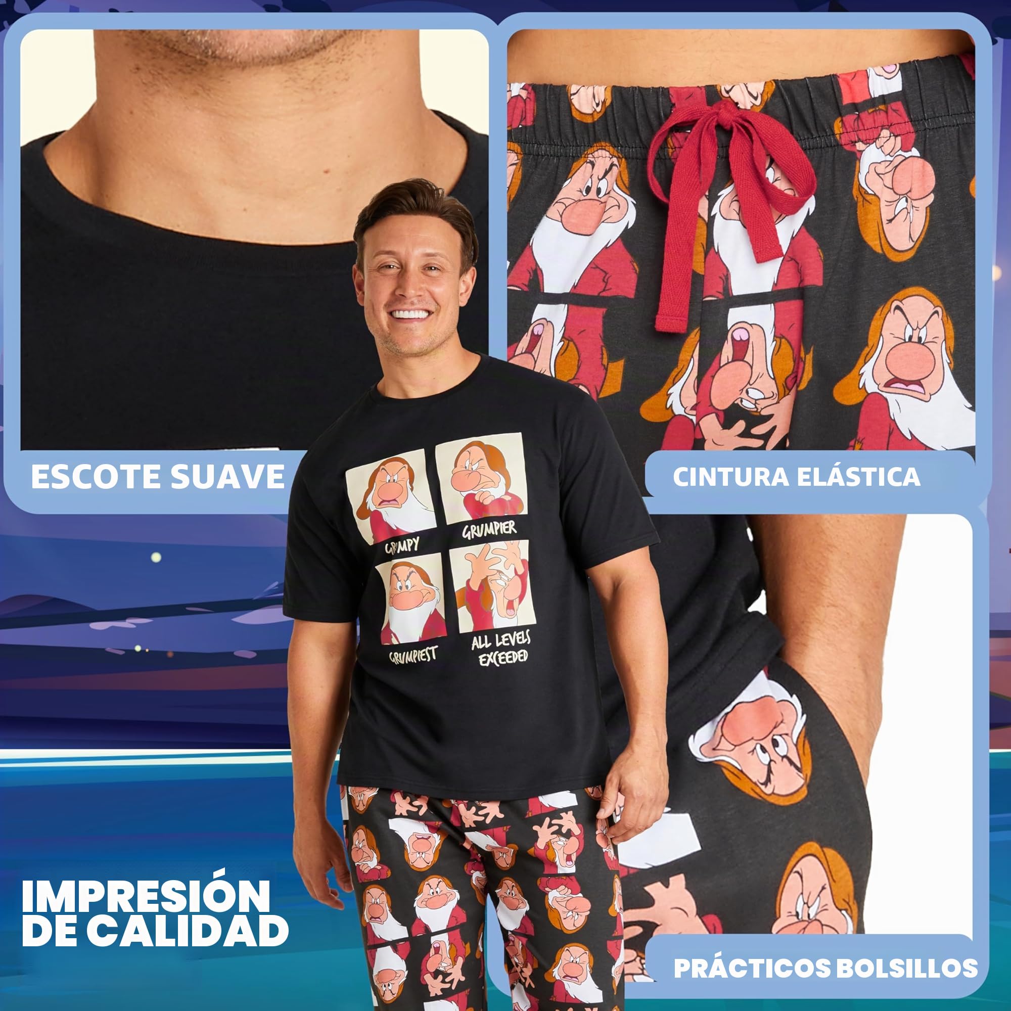Disney Pijamas para Hombres - Camiseta y Pantalones, Conjunto Tallas S-3XL Regalos Navidad