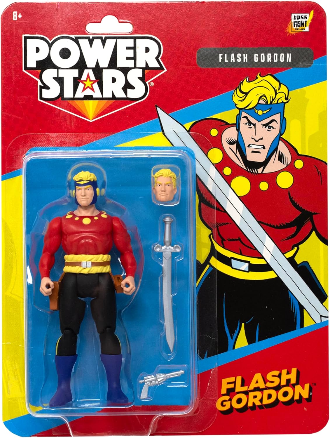 Boss Fight Studio Flash Gordon, King Features Comics Power Stars Collectible Action Figure – Retro-Style Figurine with Accessories, Detailed Sculpting, and Custom Artwork Blister Card – 5” Tall