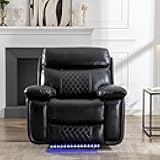 Power Electric Reclining Chair with LED Lights, Faux Leather Home Theater Seating Chair, RV Recliner Sofa for Adult with USB Charging Ports for Living Room, Black
