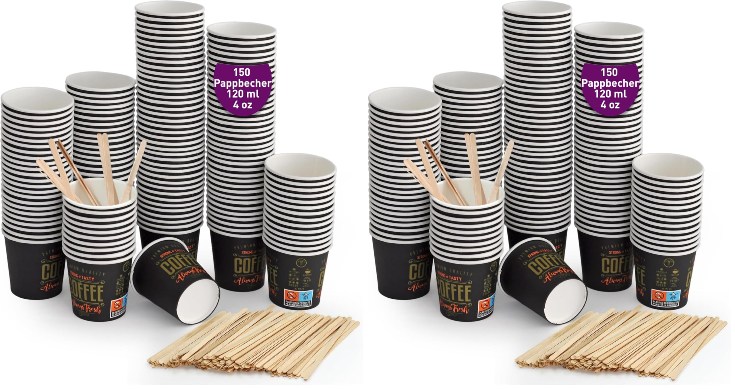 Gobelets jetables en carton 120 ml avec agitateurs pour simplifier vos réceptions