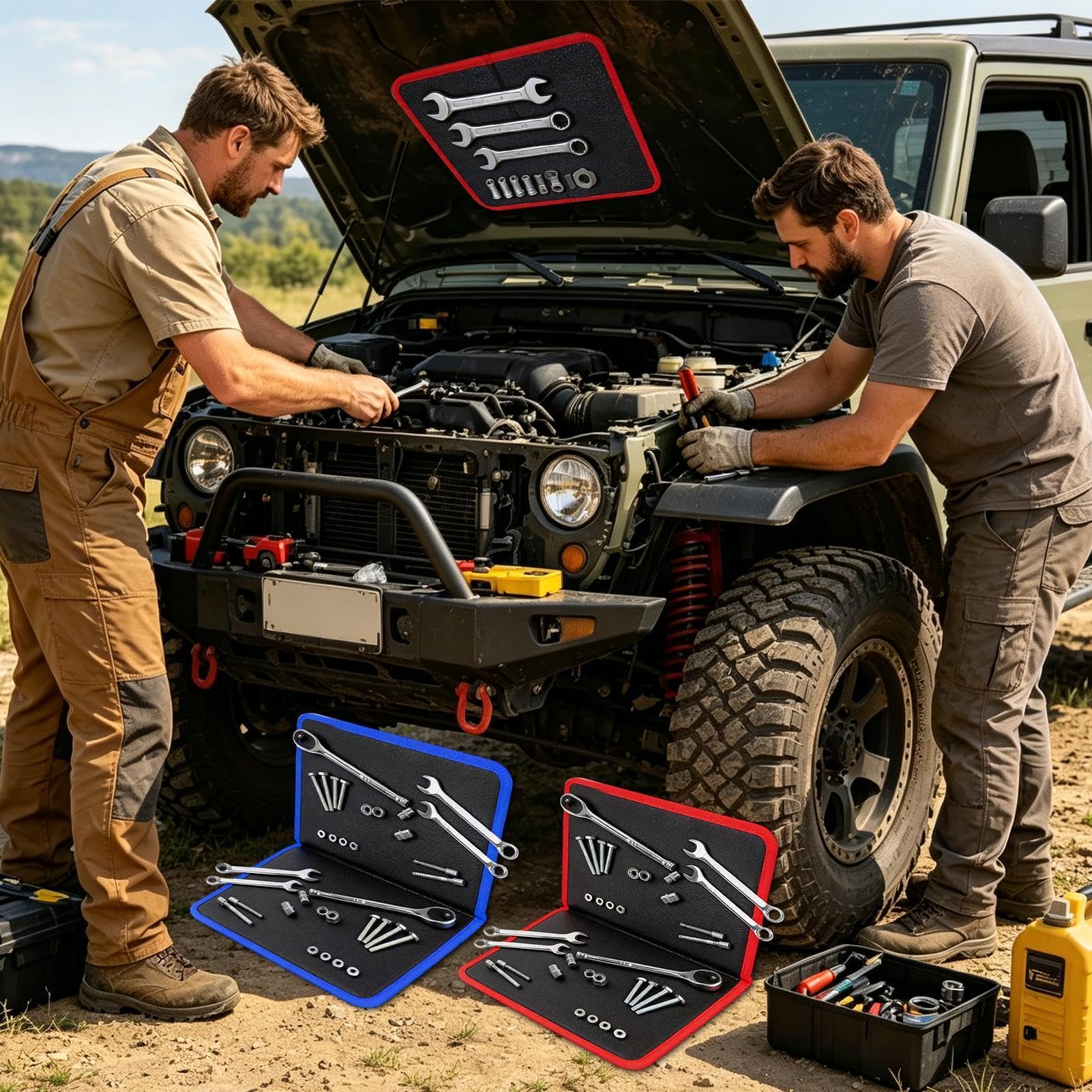Tappetino Magnetico Per Attrezzi Con Potenti Magneti | Tappetino Magnetico Flessibile Porta Attrezzi per Meccanici Officine Lavoro Auto Riparazione Elettronica Garage Casa