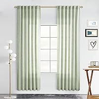 Vista 33 de Cortinas de lino blanco con pestaña trasera de 108 pulgadas de largo, 2 paneles para sala de estar, cortinas de estilo rústico bohemias, filtro