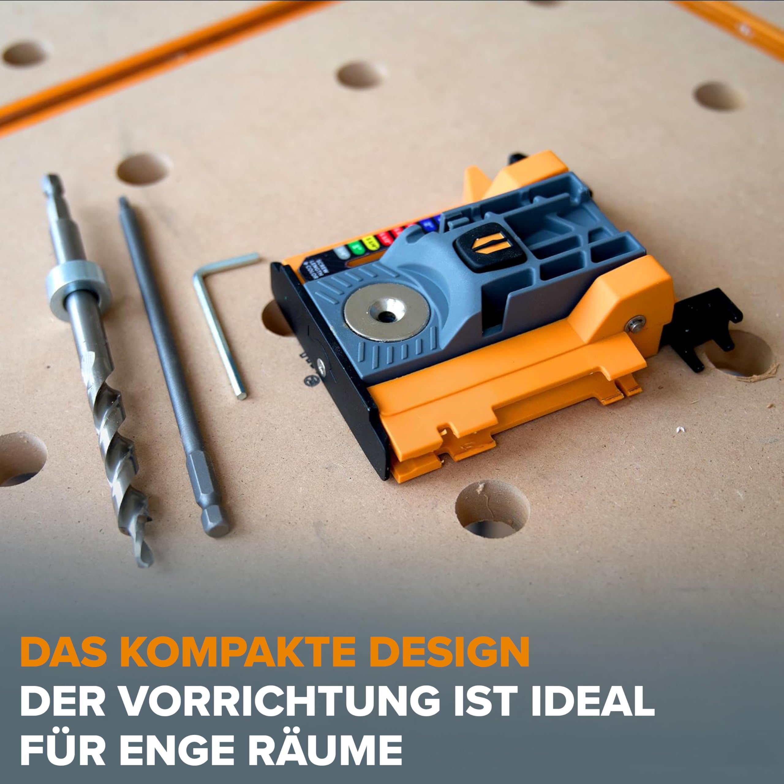 BORA Mini Pocket Hole Jig – Taschenloch Bohrschablone, Set mit Schrauben | Auto-Tiefeneinstellung | Armor-X Push-Lock | 13–38 mm | Inkl. 100-tlg. Schrauben-Set | Für Schreinerei & Heimwerker