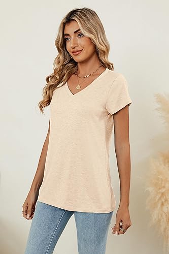 Miniatura 3 de Sherosa Camisetas para mujer, cuello en V, manga cortalarga, casuales, suaves, lisas, básicas