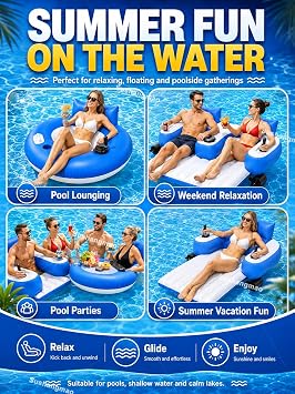 Motorized Pool Float for Adults, Inflatable Lounger with Single/Dual Motor Options, 360 Joystick Control, 5200mAh Battery, Backrest, Cup Holder, 330 lb Electric Pool Float B