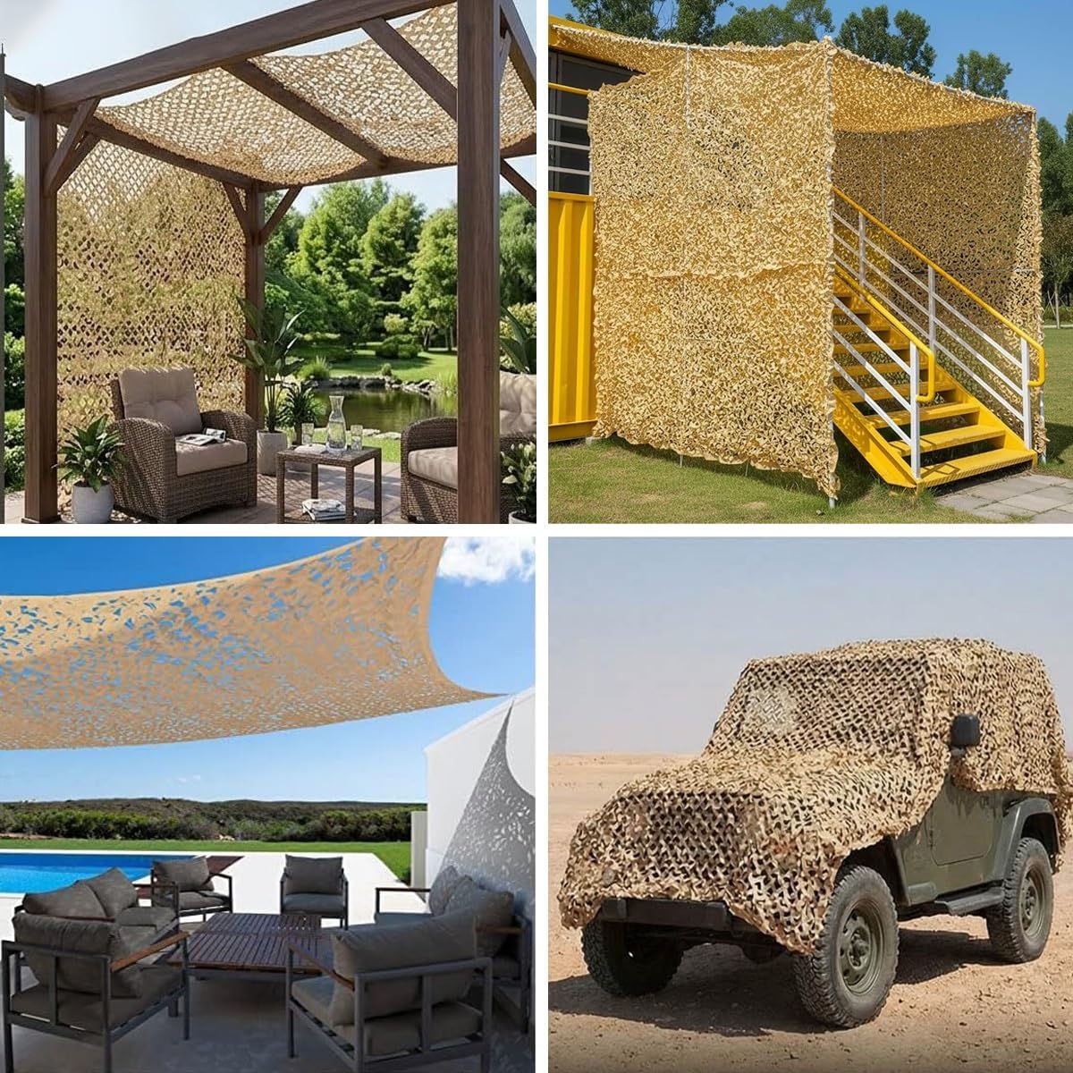 Generisch Militär Tarnung, Wüste Tarnnetz 210D Oxford Tarnnetz, Sonnenschutznetz Sand Camouflage Netz Für Jagd Tarnung Waldlandschaft Militär Dekoration Outdoor Autodeckung Gartenzaun