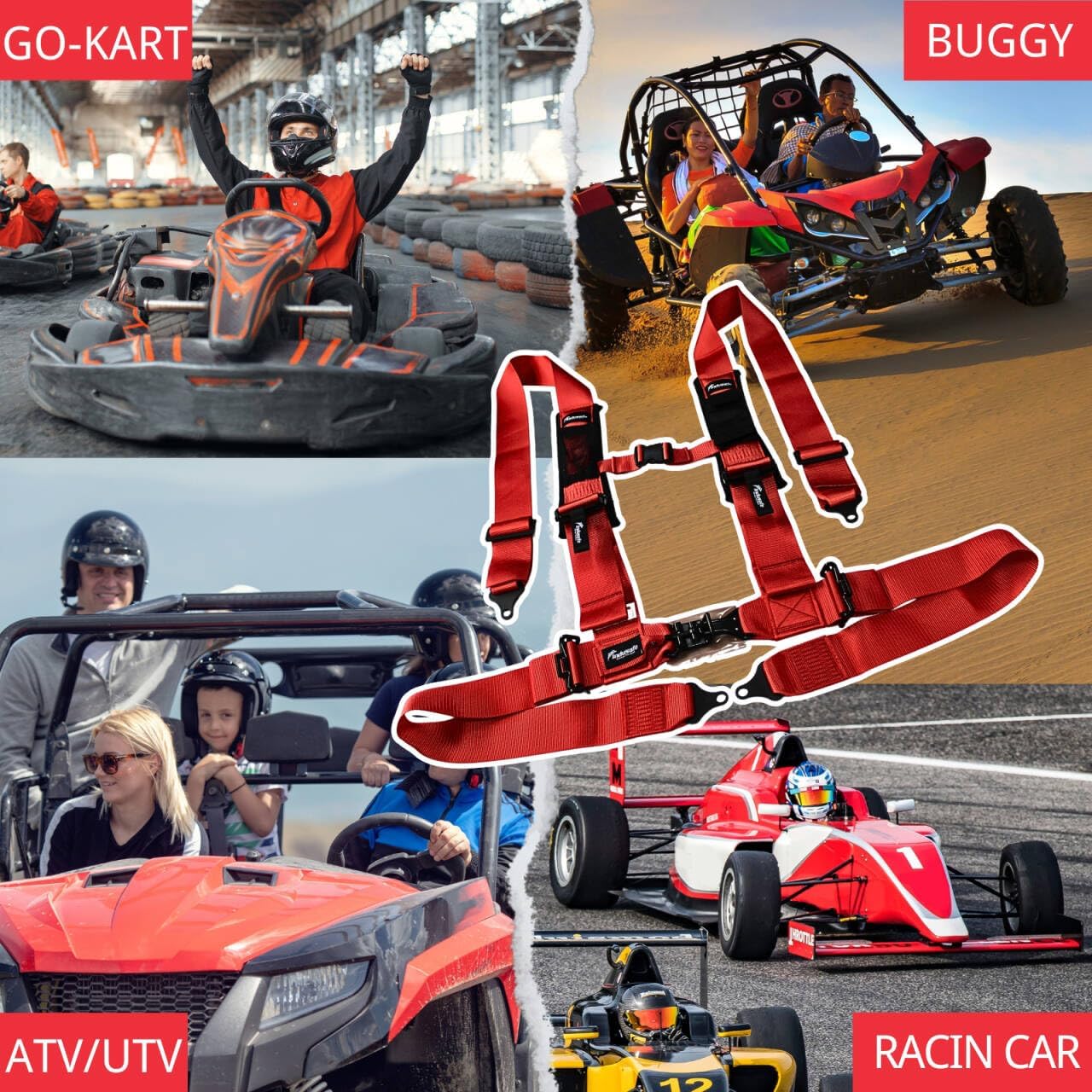 4 Point Safety Harness with Padding, Latch and Link Safety Harness