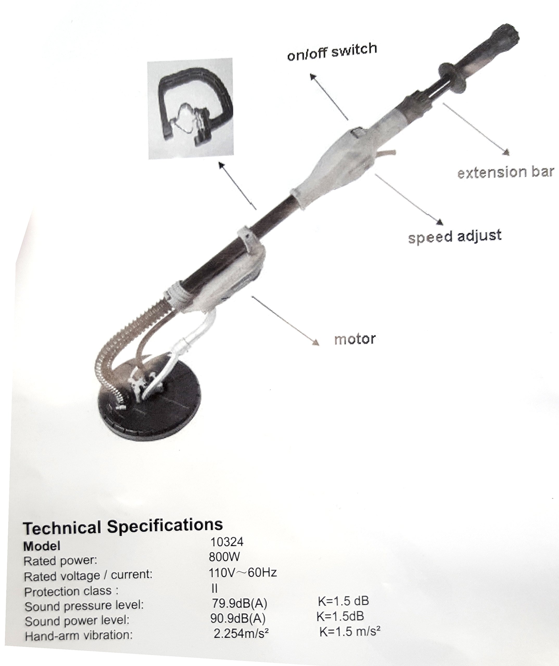 DryWall Vacuum Sander 800 Watt With Telescoping Pole And Carry Case