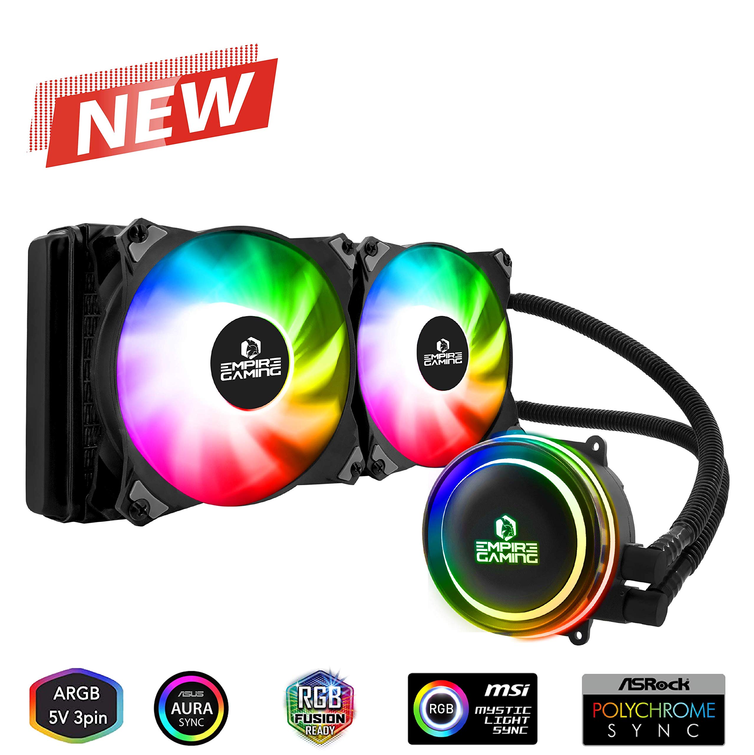 Empire GAMING – Guardian G-V20 Raffreddamento ad Acqua per PC Gamer AIO – Watercooling ARGB 3 Pin 5V – Radiatore 240mm – Ventola 2x120mm PWM silenziosa – Intel e AMD