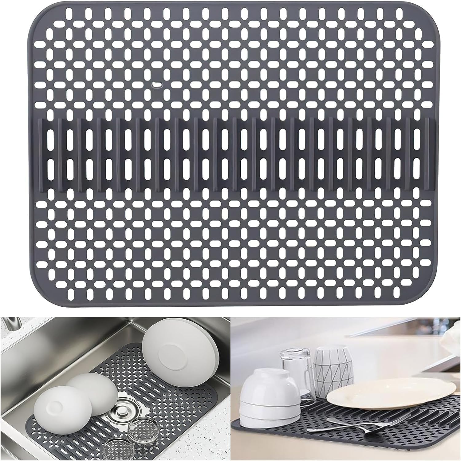 NAROSEBE Tapis Évier Cuisine Silicone 30,5 X 30,5 Cm - Tapis Protection Antidérapant Et Drainage