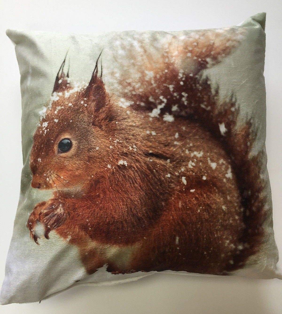 Rapport Home Red/White Photographic Squirrel Snow Christmas Cushion Cover Scatter Square