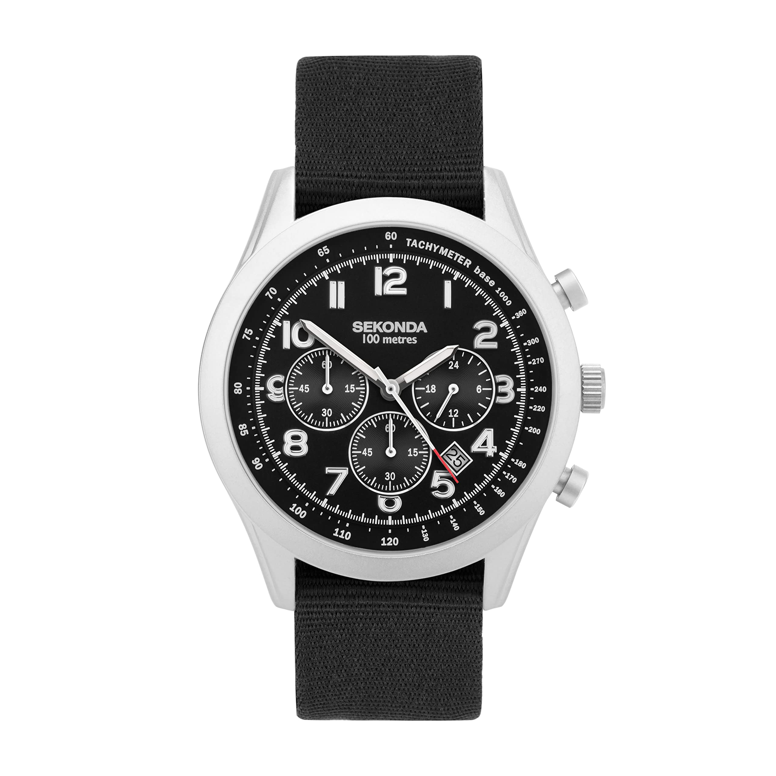 Sekonda Reloj cronógrafo de estilo militar para hombre (negro) 30064