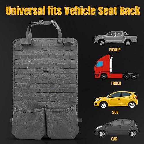 Miniatura 6 de Organizador táctico para respaldo de asiento de automóvil, panel de asiento de vehículo MOLLE para almacenamiento de equipo de caza, paquete de 2