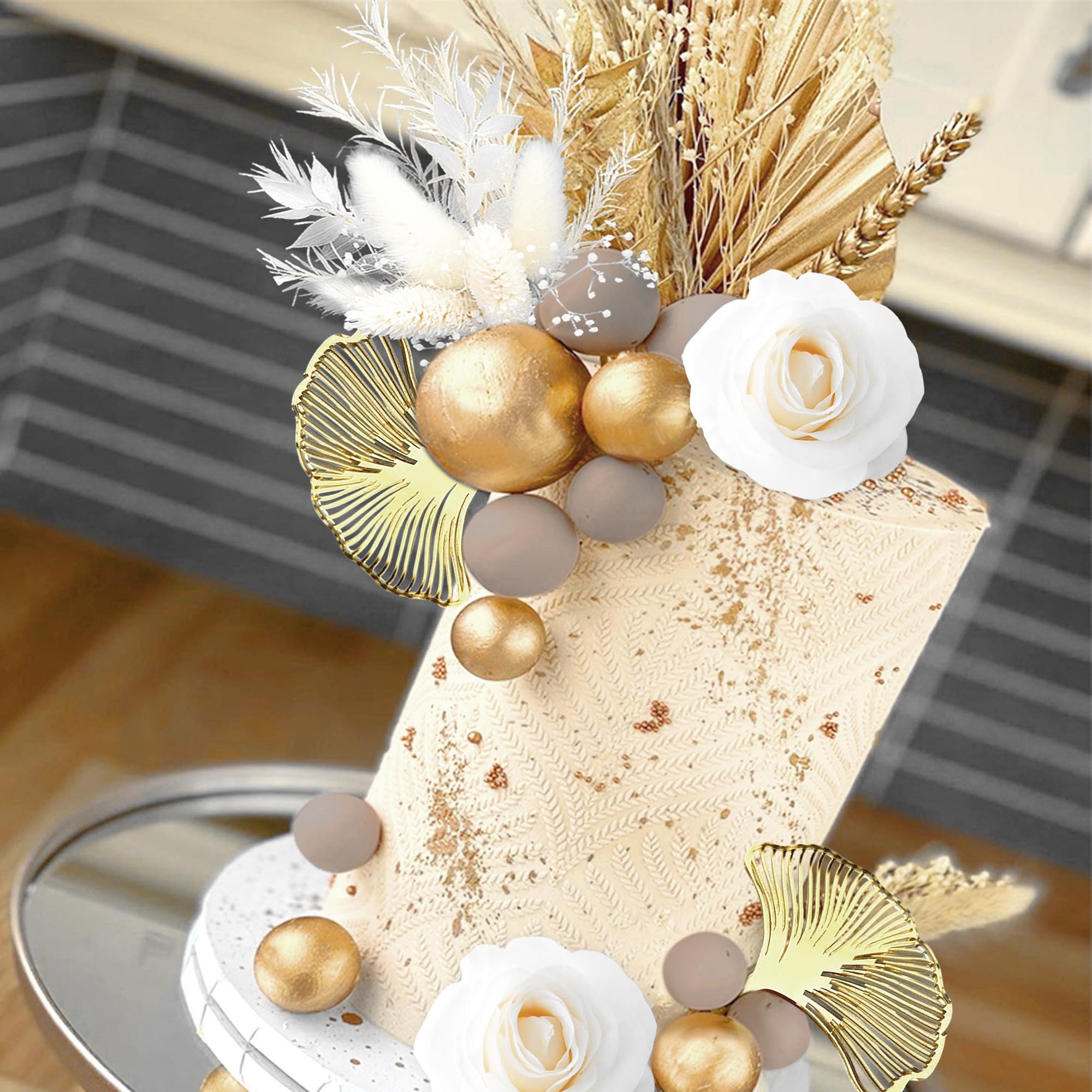 Una Torta Per Dirti Addio 32 Pezzi Di Palline Rosa Decorazione Torta Foglie Rosa Foglie Di Palma Decorazione Torta Decorazione Torta Boho Per Matrimonio Festa Di Compleanno Party Oro - 2