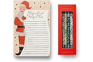 RIFLE PAPER CO. Notepad & Gel Pen Set Bundle: Santa's Notepad
