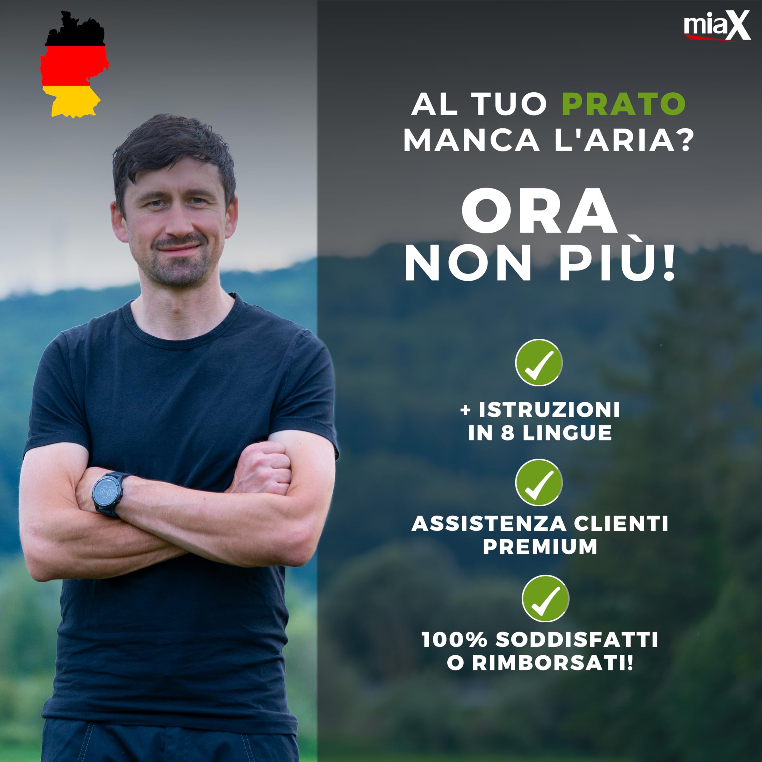 miaX Scarpe Professionali per aerazione del Prato garantite Antiscivolo - Migliore qualità - ottimizzate per Un Prato Perfetto - Scarpe a massetto con Tacco rialzato per Una Tenuta sicura