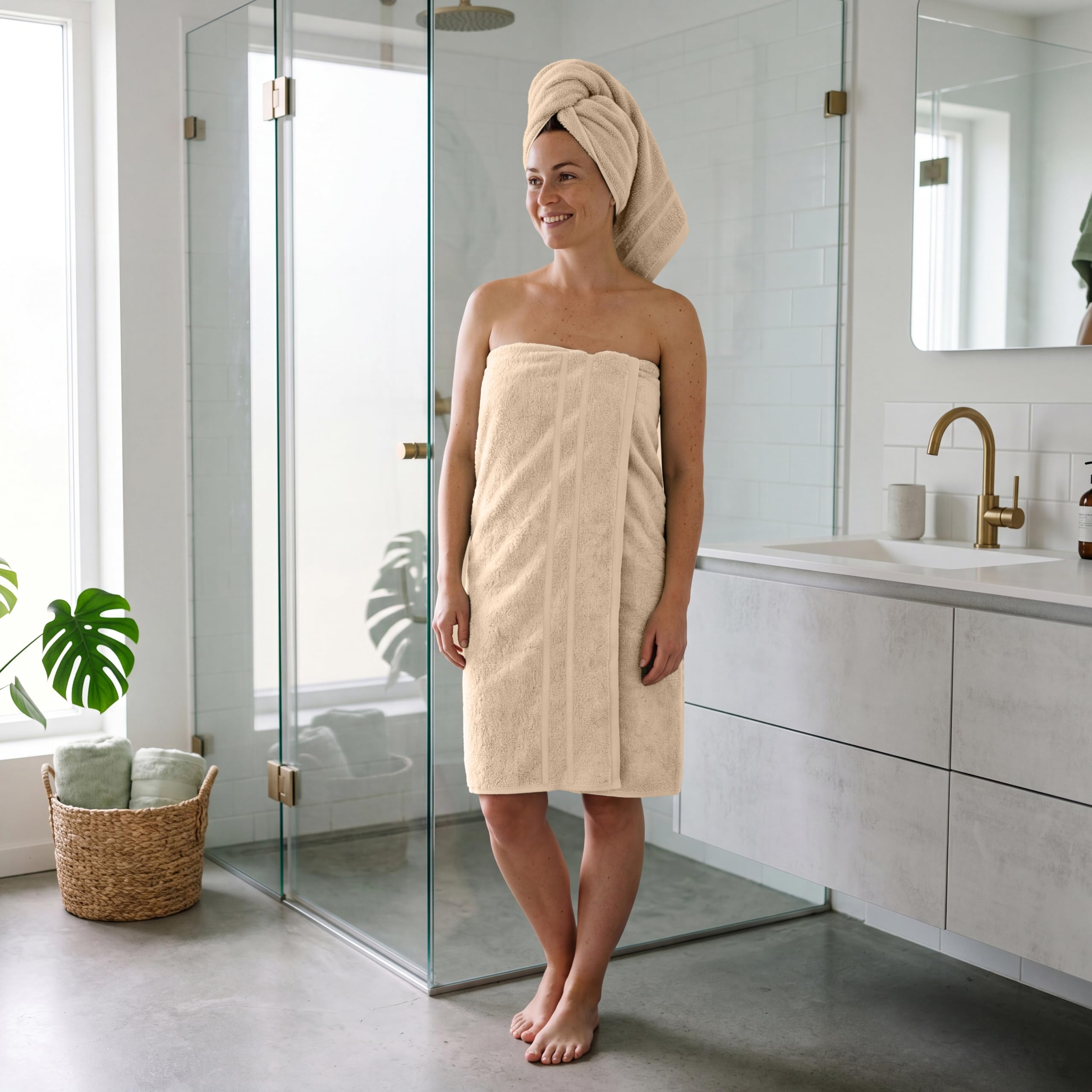 Premium Handtücher 8er Set - 2 Duschtücher 70x140 cm, 2 Handtücher 50x100 cm, 4 Gästetücher 30x50 cm - 100% Baumwolle, sehr weich, saugstark, Geschenk Set (Beige)