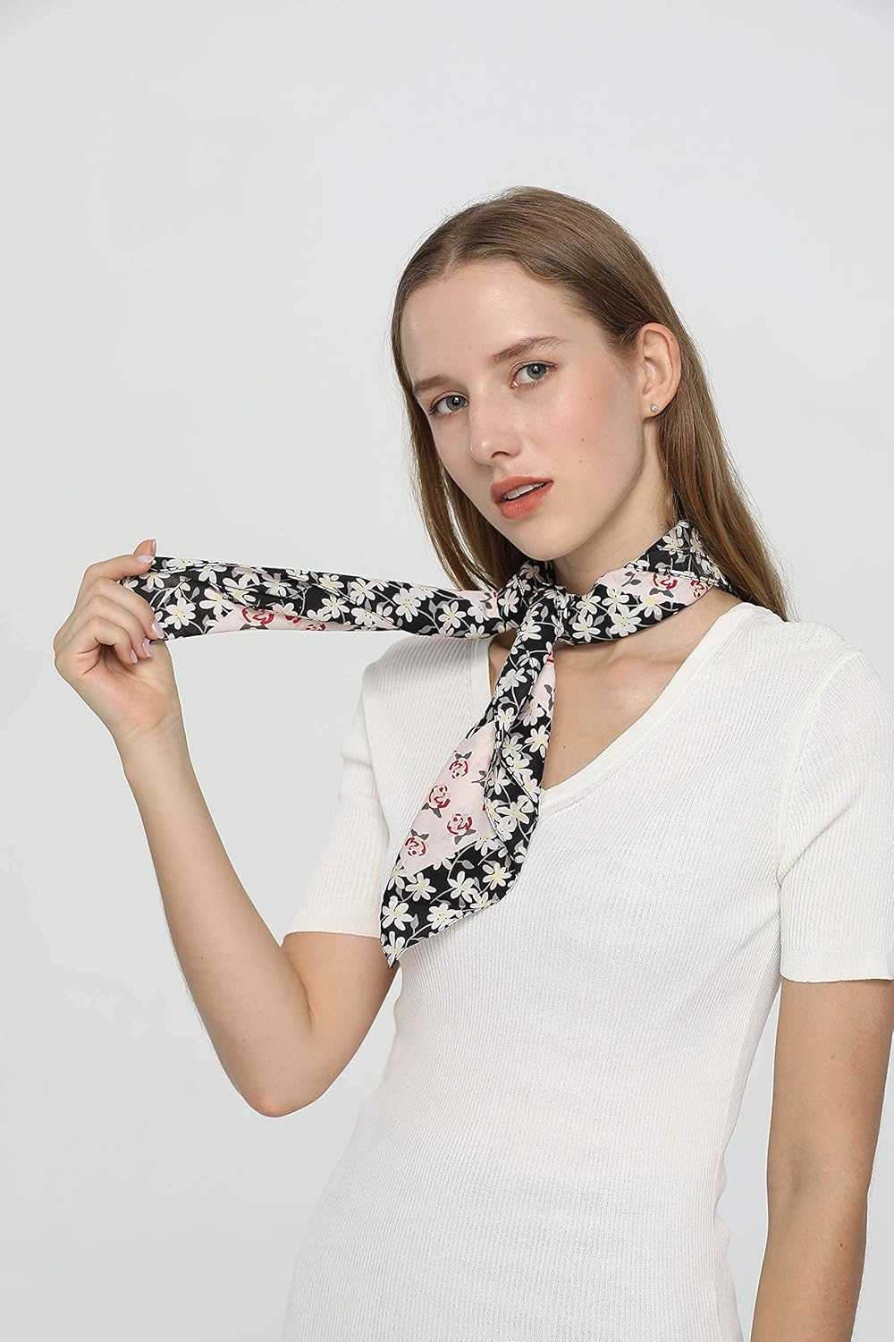 Women's Boho Satin Head Scarf, Silk Feeling Square Mulberry Tropical Hair Neck Scarves Wraps Fashion Bandana