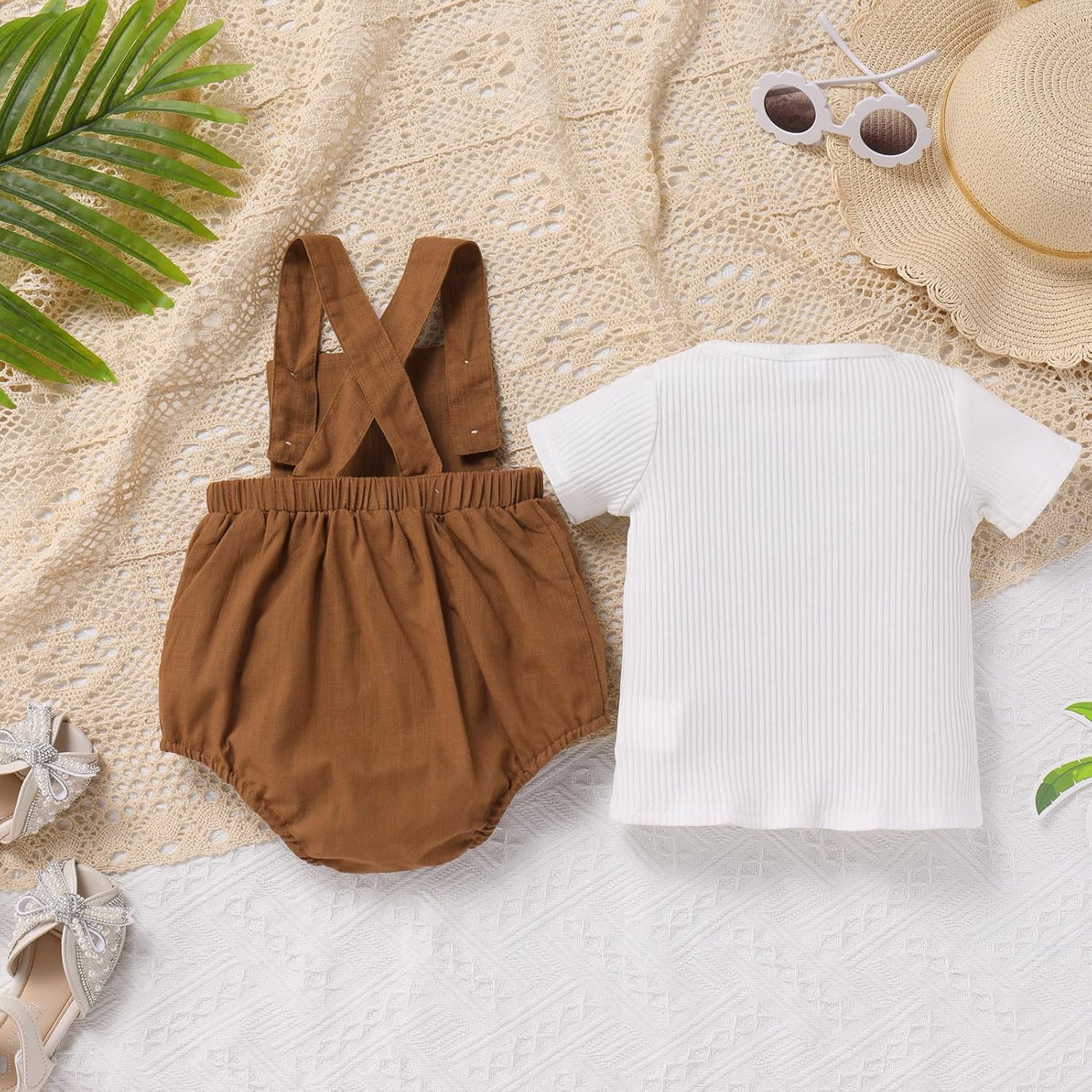 IBTOM CASTLE Baby Boys Girls 1st Birthday Outfit First Birthday Corduroy Backless Overalls Romper Top Shirt Cake Smash Outfit - Image 5