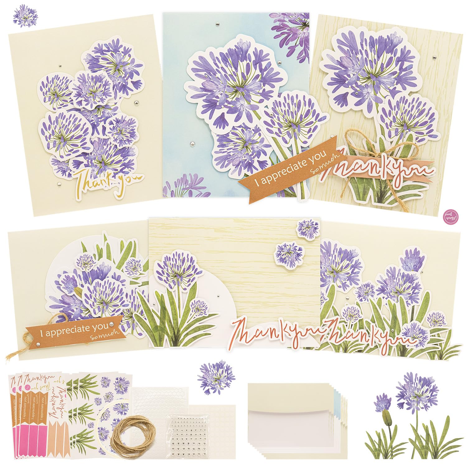 CREATIVETREES DIY Card Making Kit for Adults Flower Appreciation -Themed & Thank You Cards with Envelopes for Birthdays, Weddings, Teachers, Parents,
