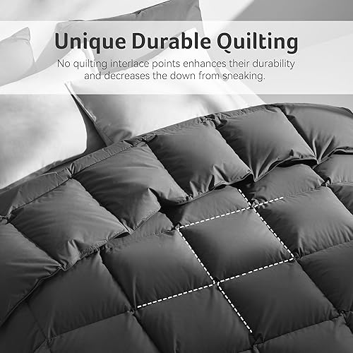Miniatura 6 de Saisier Edredón de plumas tamaño individual, ultra suave, relleno de edredón de plumón de alta calidad, calor medio para todas las estaciones, 68 x