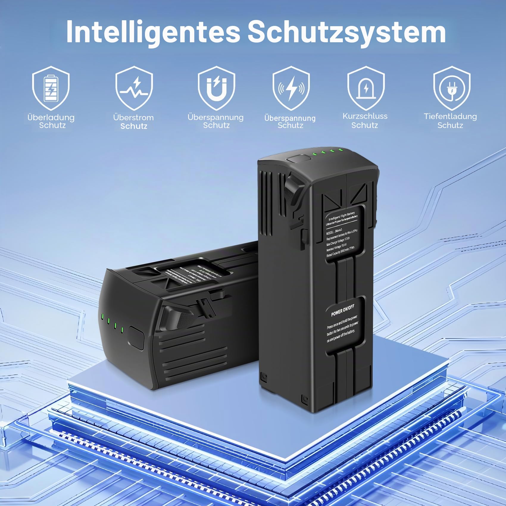 Mavic 3 Series Intelligent Flight Akku 1 Stück 15.4V 5000mAh Unterstützt bis zu 46 Minuten Flugzeit kompatibel mit DJI Mavic 3/3 Pro,Mavic 3/3 Pro Cine,Mavic 3 Classic,Mavic 3 Enterprise Serie