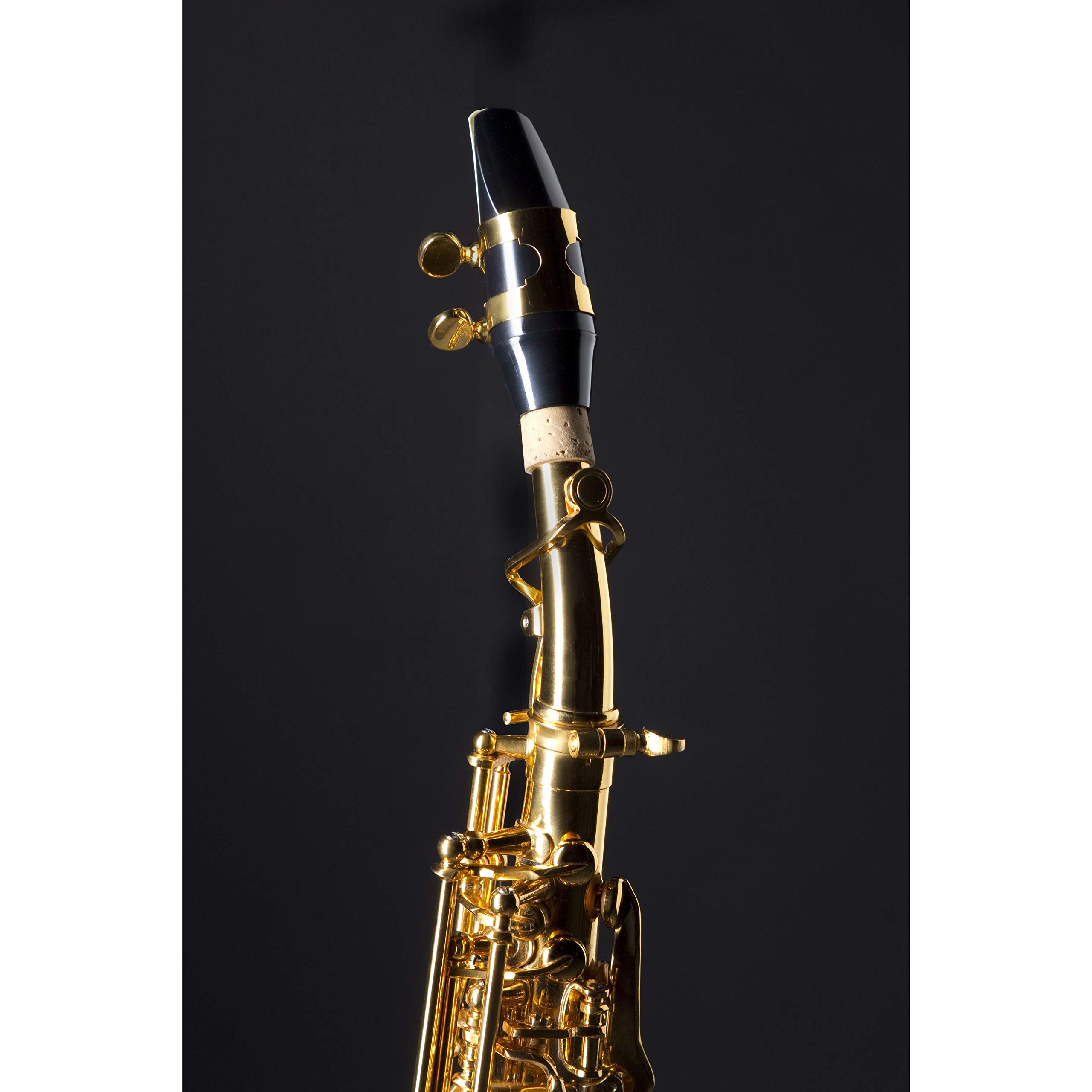 Monzani MZSC-233 Sopransaxophon, Bb Stimmung, Messing Mechanik, Goldlack Finish, Inklusive Mundstück und Hardcase, Ergonomische Mechanik, Ausgewogener Klang, Italienische Polster und Federn, 1.44kg