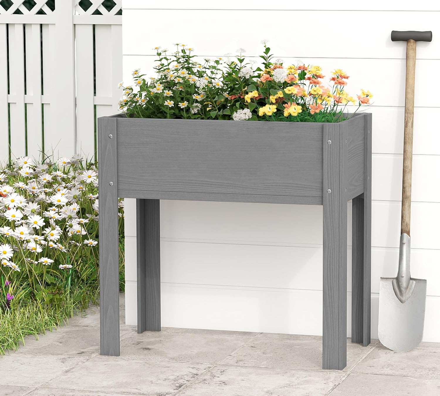 31x16x31 inch Raised Garden Bed with Legs, Elevated Wooden Planter Box for Outdoor Plants Flowers Fruits Vegetable Herb Growing