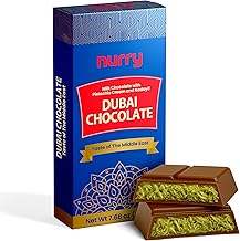 Dubai Chocolate - Pistachio Cream-Filled Viral Milk Chocolate Bar – 7.68 oz - 100% Original Taste with Creamy Pistachio & Crispy Kataifi, Made in USA