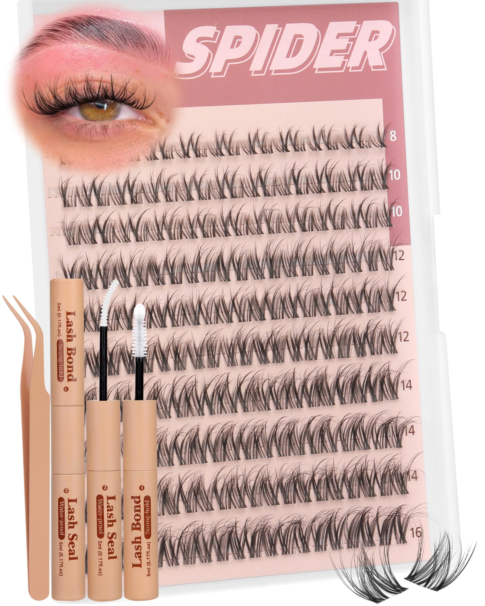 Spider Lash Clusters Kit Breeze Wispy Eyelash Clusters Natural Fluffy Lash Extension Kit D Curly Eyelash Extension Kit Light Cluster Eyelash Extensions DIY Individual Lashes Clusters by TNFVLONEINS - 2