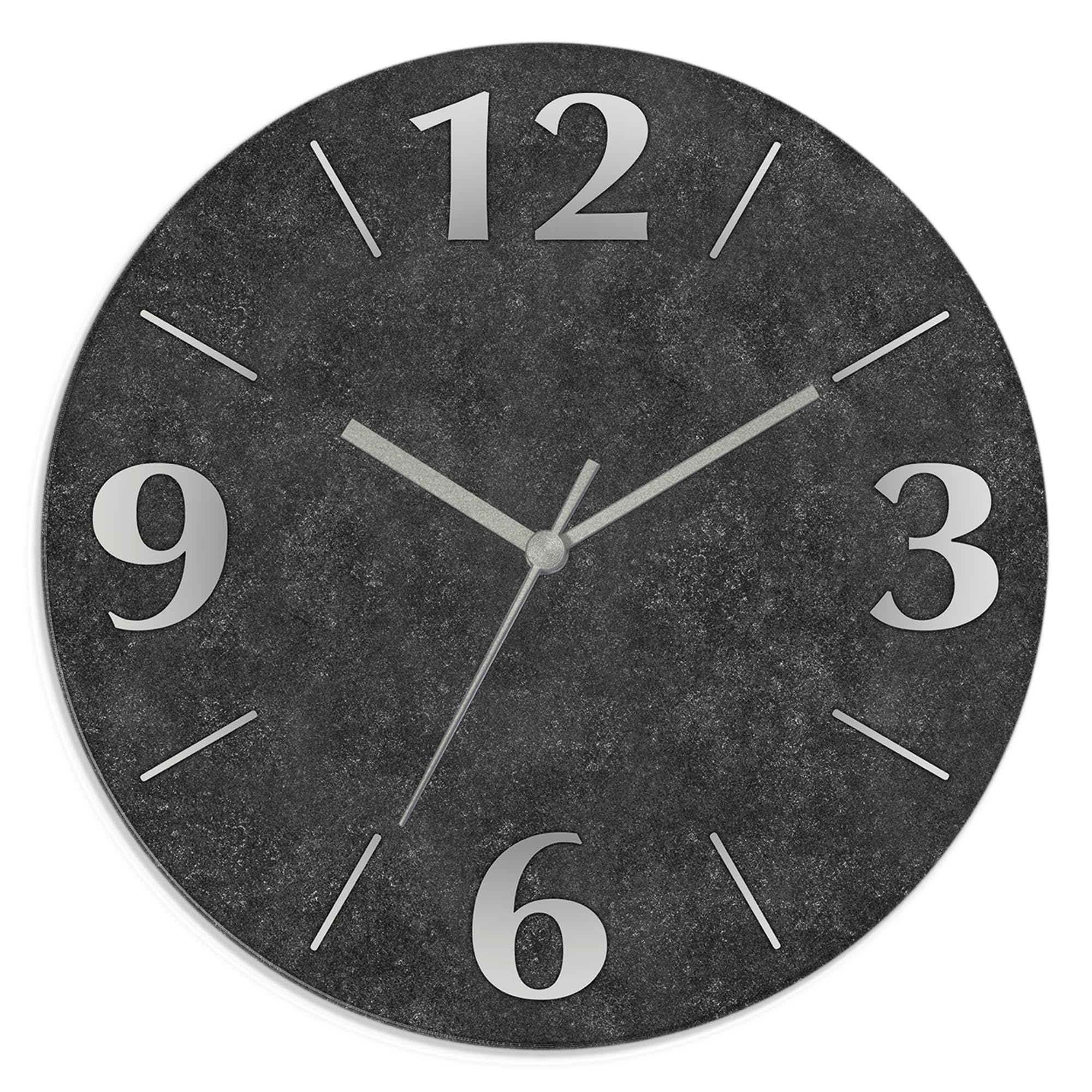 ARTLAND Wanddeko Wanduhr ohne Tickgeräusche aus Glas Funkuhr Ø 30 cm Rund Lautlos Ø 30 cm Granitoptik Gesteinoptik Anthrazit J4XM