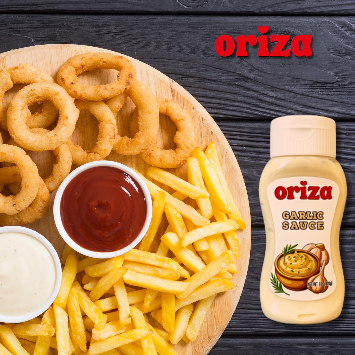 Oriza Garlic Sauce 11oz (Pack of 12) – Bulk Garlic Dressing for Kitchens, Sandwich Shops, and Food Prep