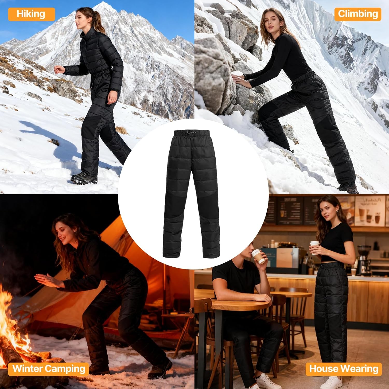 Women's Winter Warm Puffer Pants Windproof Loose Utility Insulated Snow Ski Trousers for Outdoor Activities - Image 6