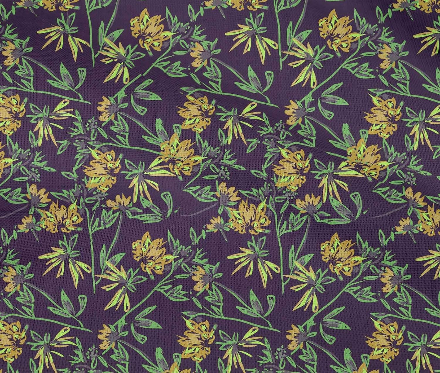 oneOone Cotton Flex Fabric Leaves & Floral Artistic Decor Fabric Printed BTY 40 Inch Wide